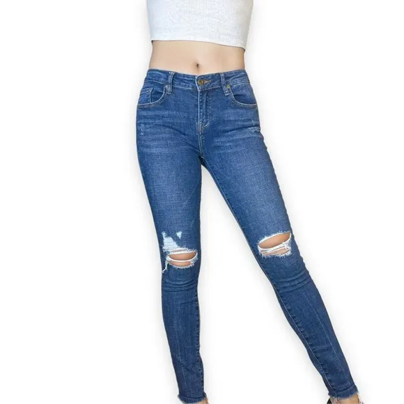 Pistola Distressed Midrise Skinny Jeans Size 25