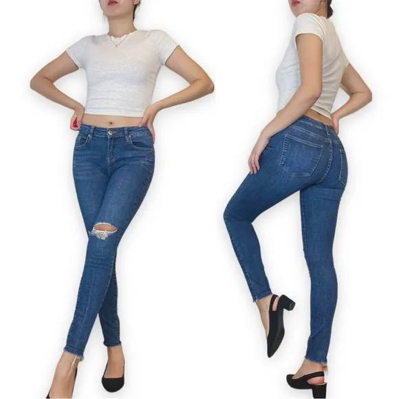 Pistola Distressed Midrise Skinny Jeans Size 25
