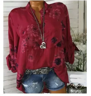 Plus Size Printed Women's Blouse