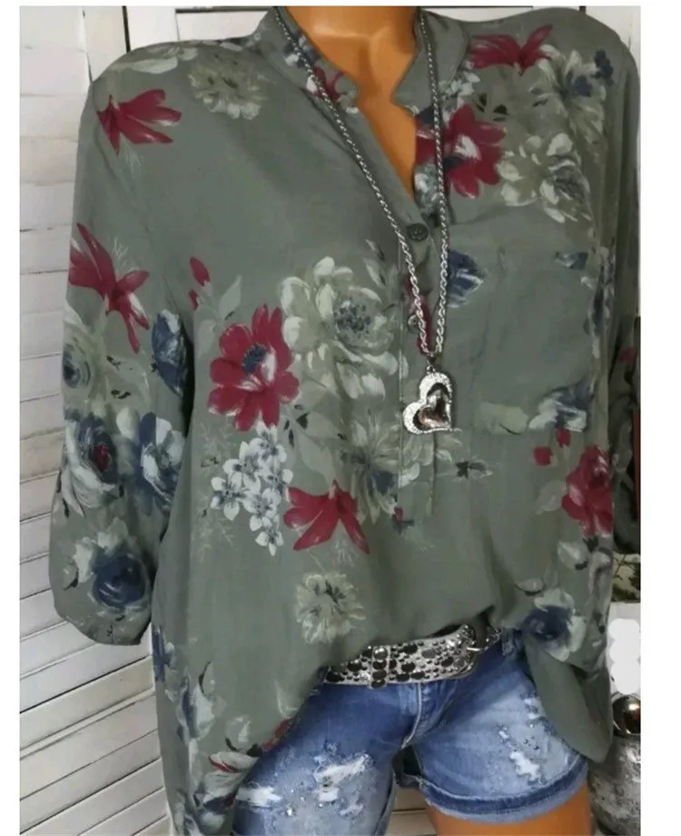 Plus Size Printed Women's Blouse