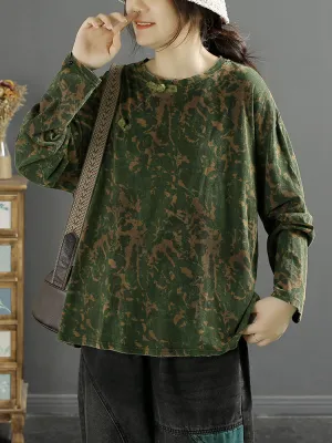 Plus Size Women Artsy Tie-dye Loose Pullover Shirt