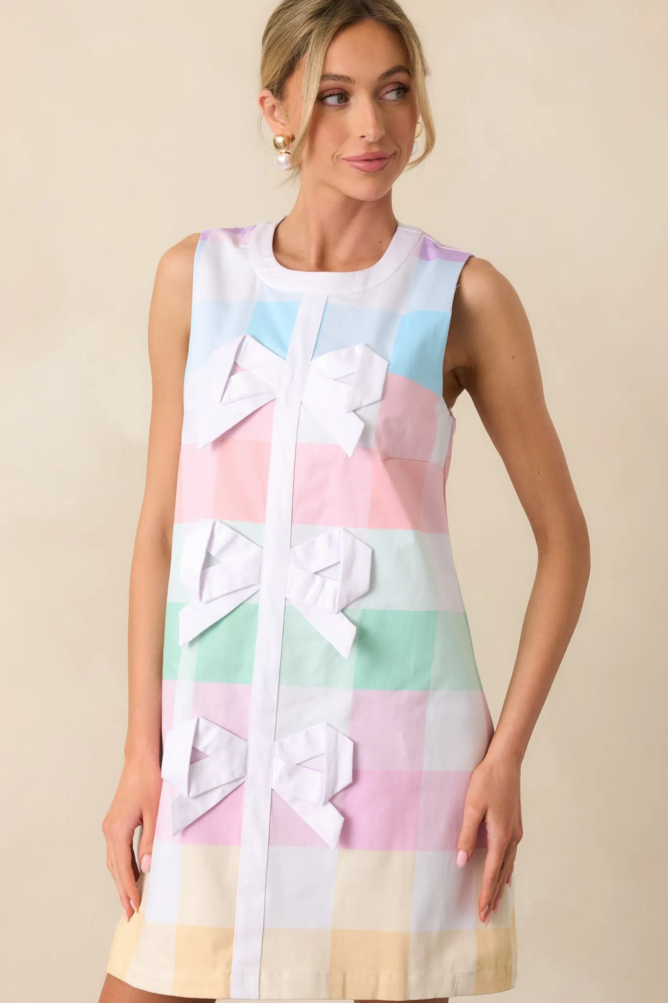 Prescott Pastel Plaid Cotton Shift Dress