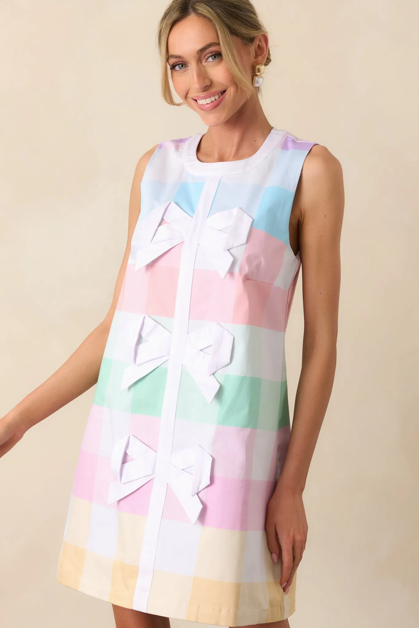 Prescott Pastel Plaid Cotton Shift Dress