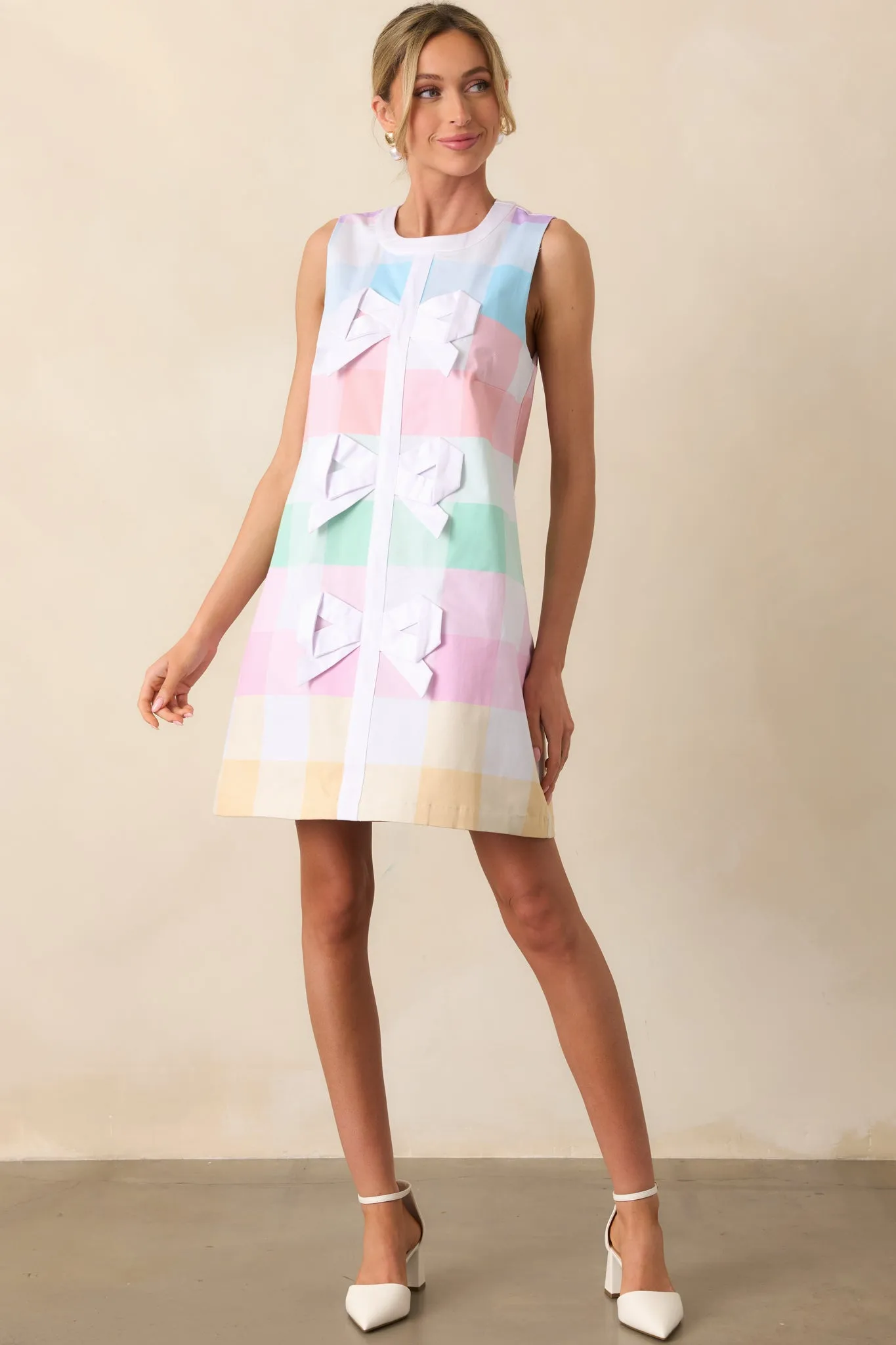 Prescott Pastel Plaid Cotton Shift Dress