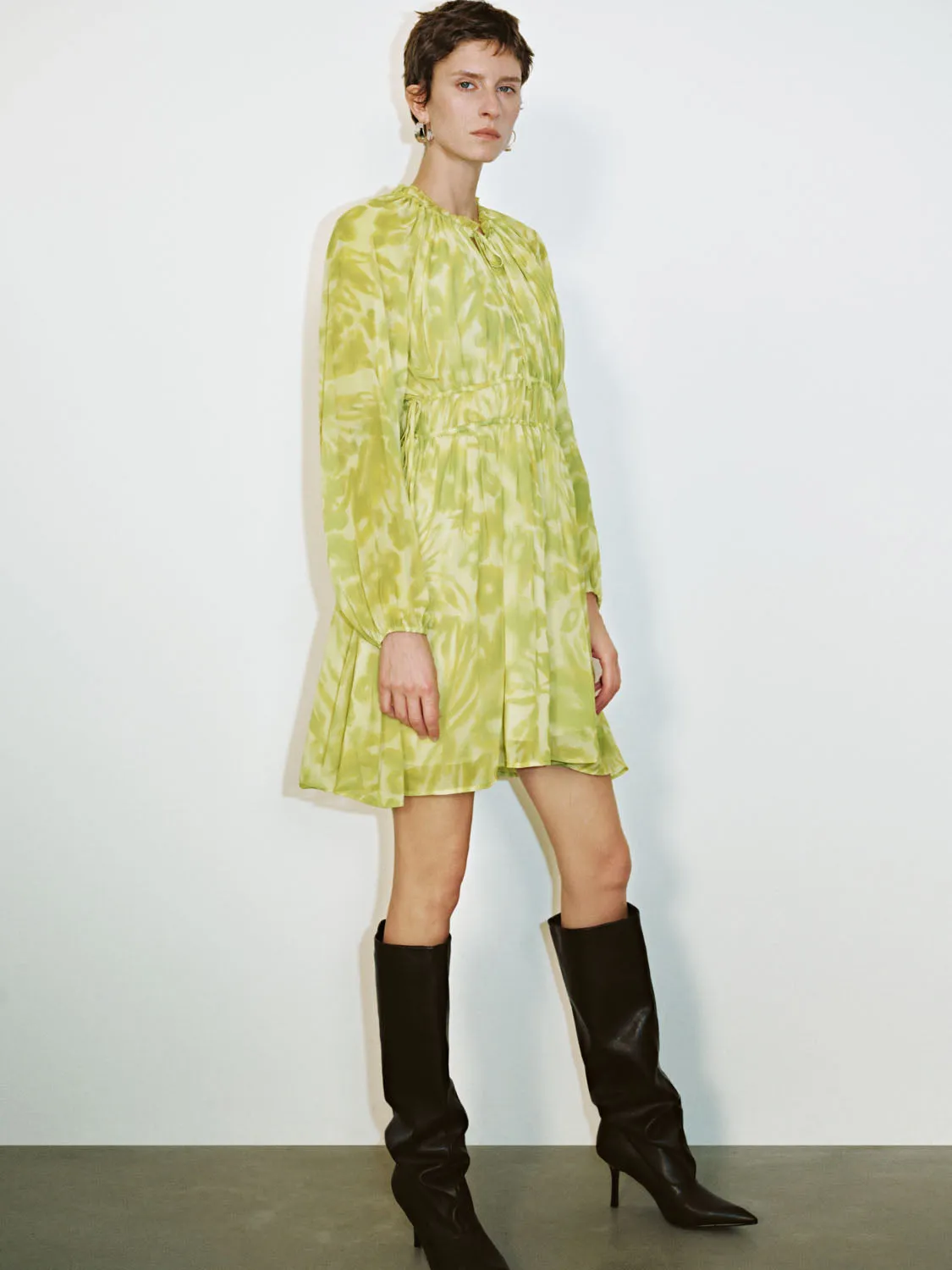 Printed Shirred A-Line Dresses