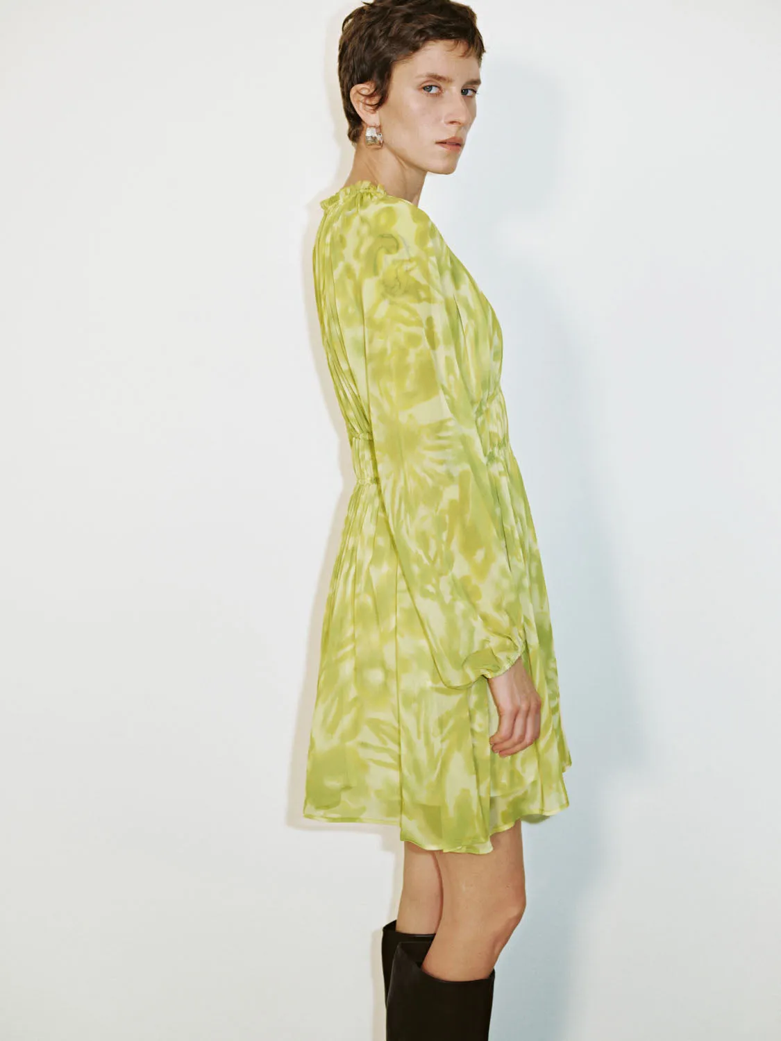 Printed Shirred A-Line Dresses