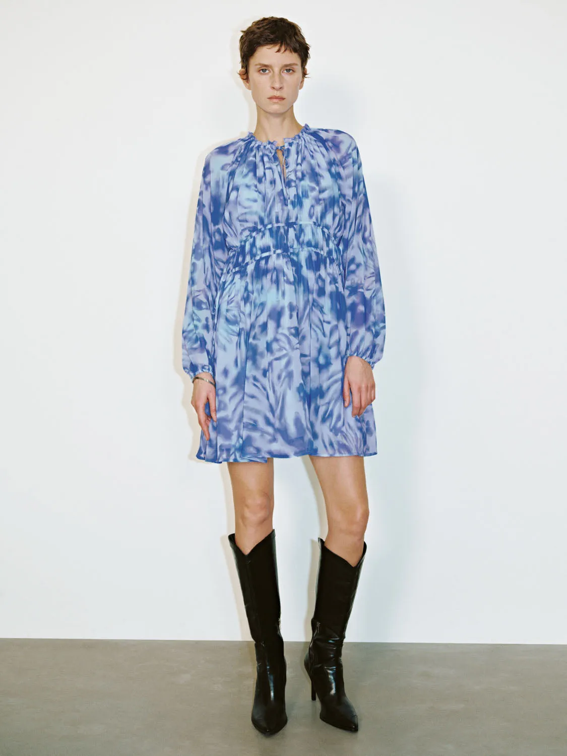 Printed Shirred A-Line Dresses