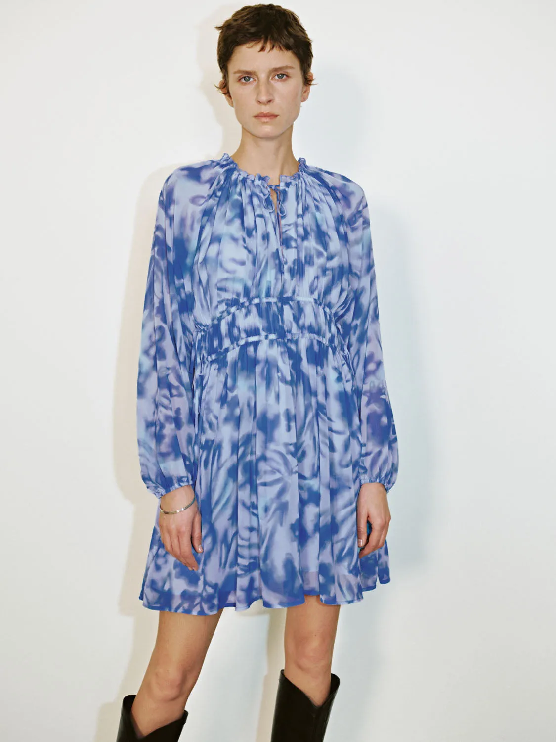 Printed Shirred A-Line Dresses