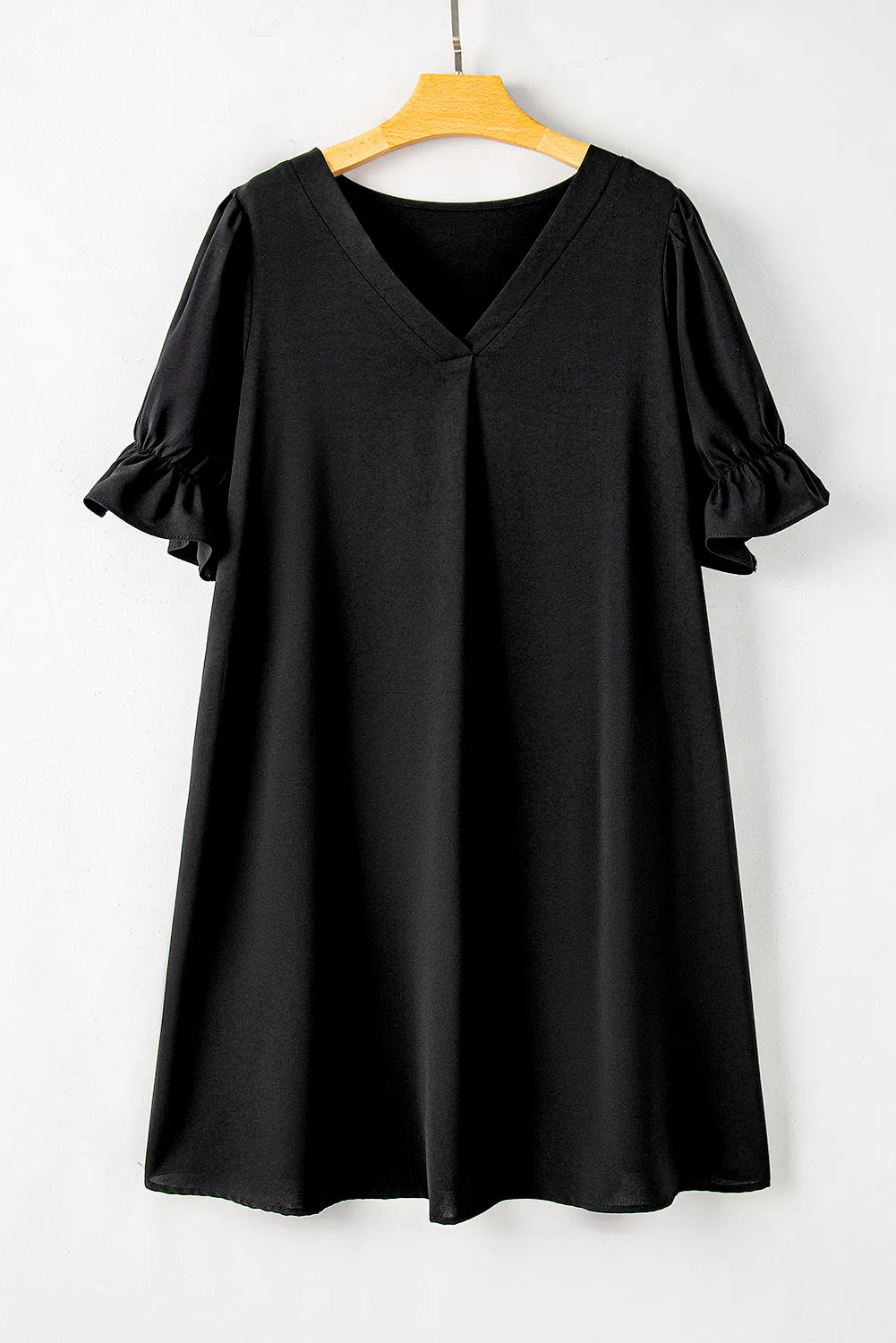 Puff Sleeve Plus Size Mini Dress
