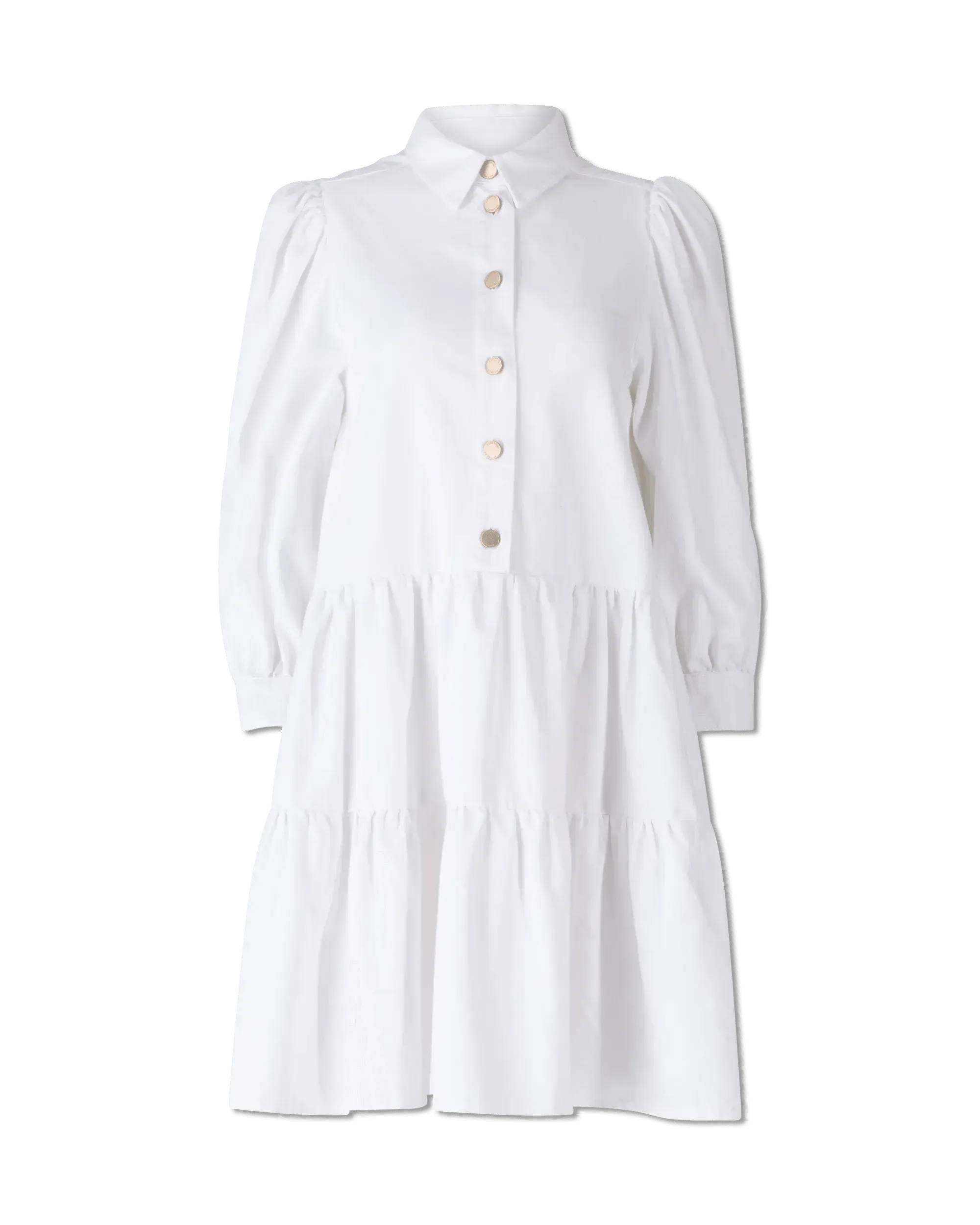Puffy Sleeve A-line Denim Dress