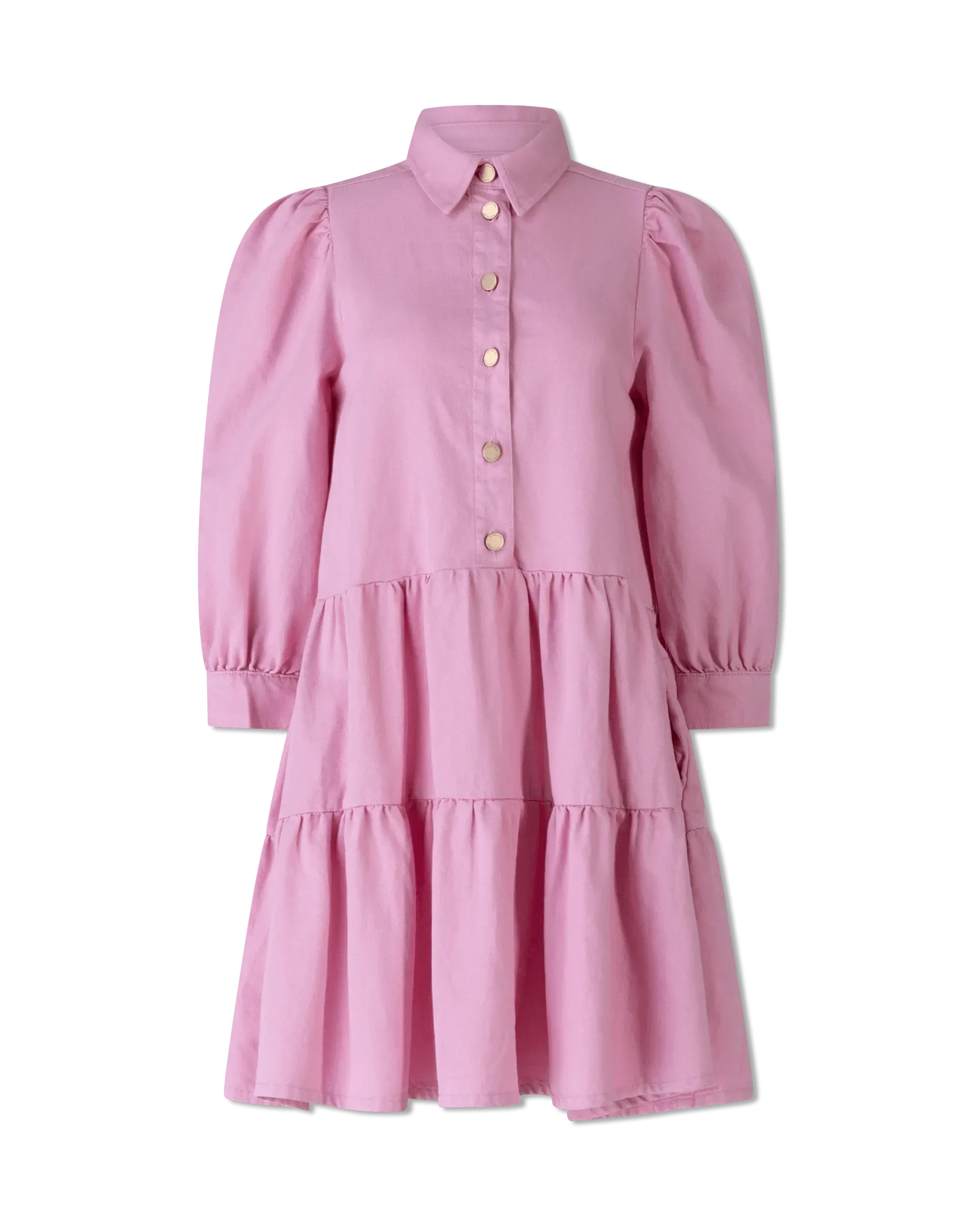 Puffy Sleeve A-line Denim Dress
