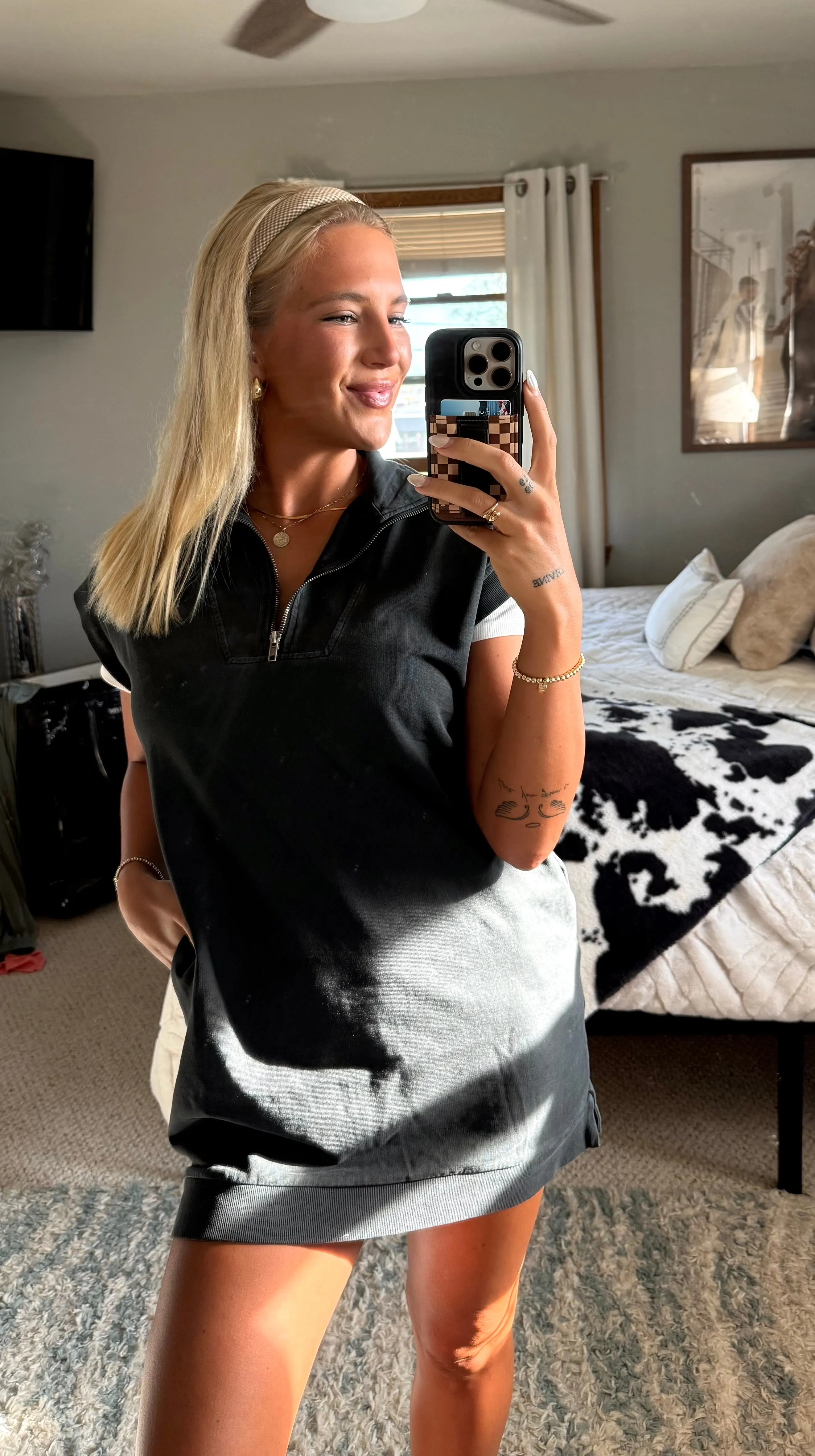 Quarter Zip Dress - Black