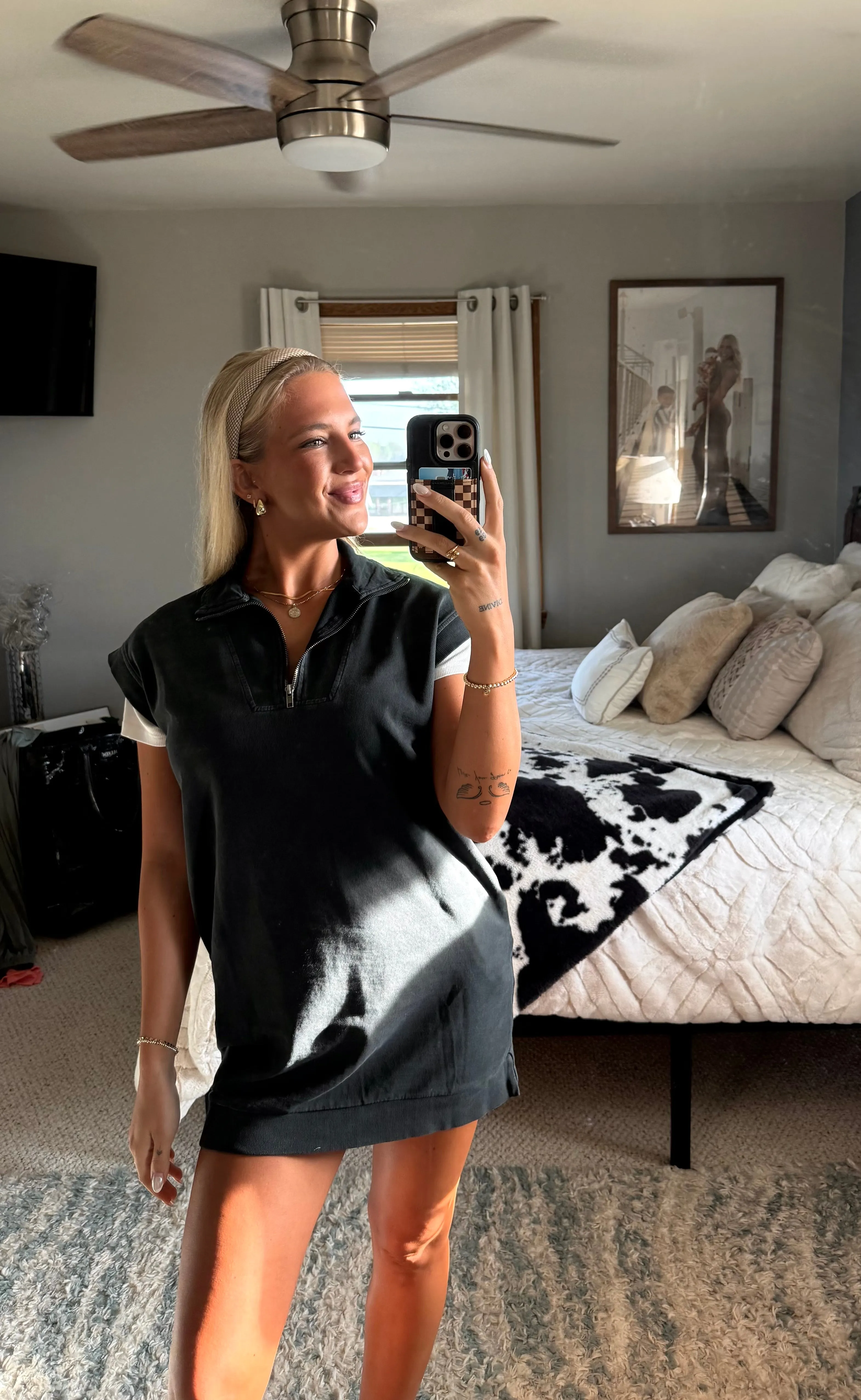 Quarter Zip Dress - Black