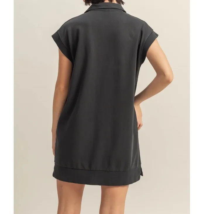 Quarter Zip Dress - Black