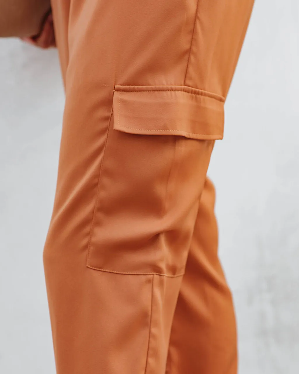 Quince Pocketed Satin Utility Jumpsuit - Rust