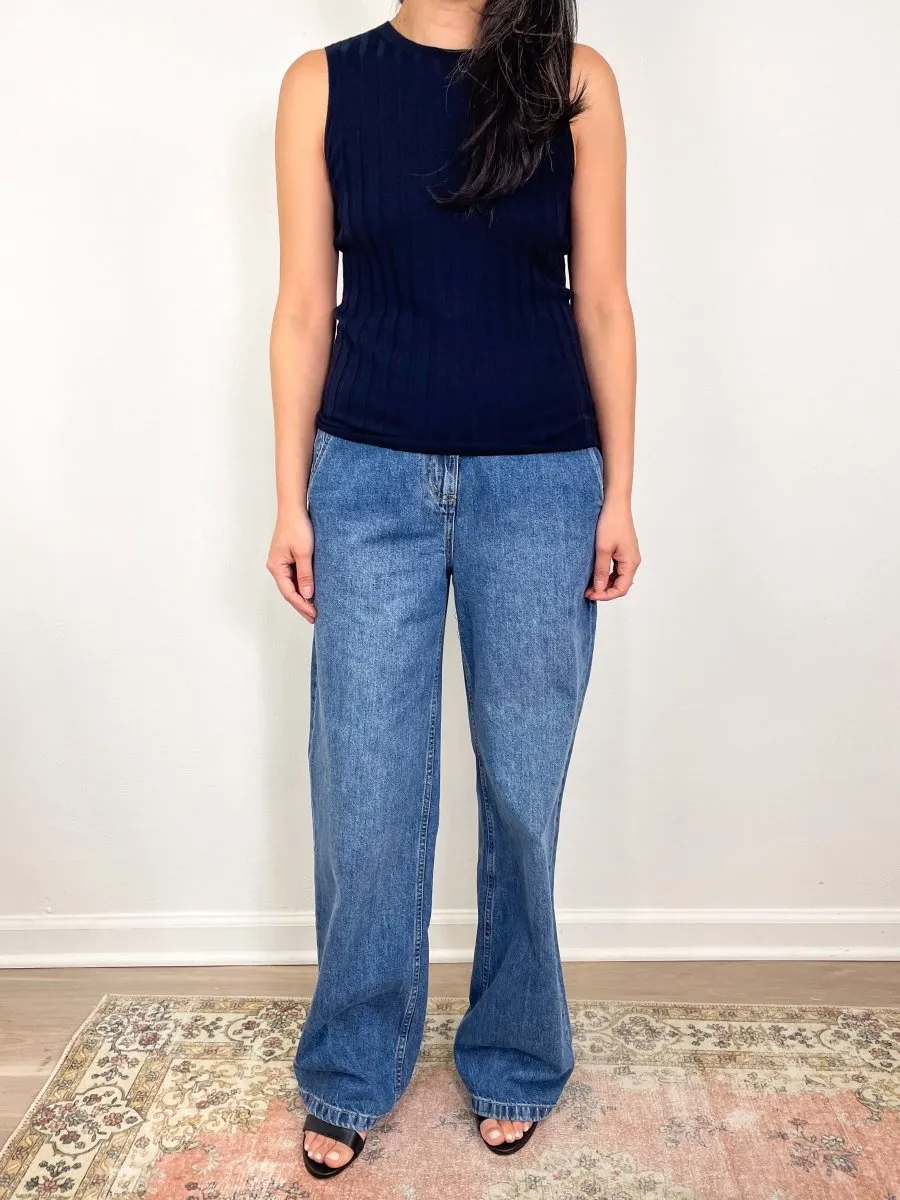 Rd Top Ribbed Sleeveless in Midnight