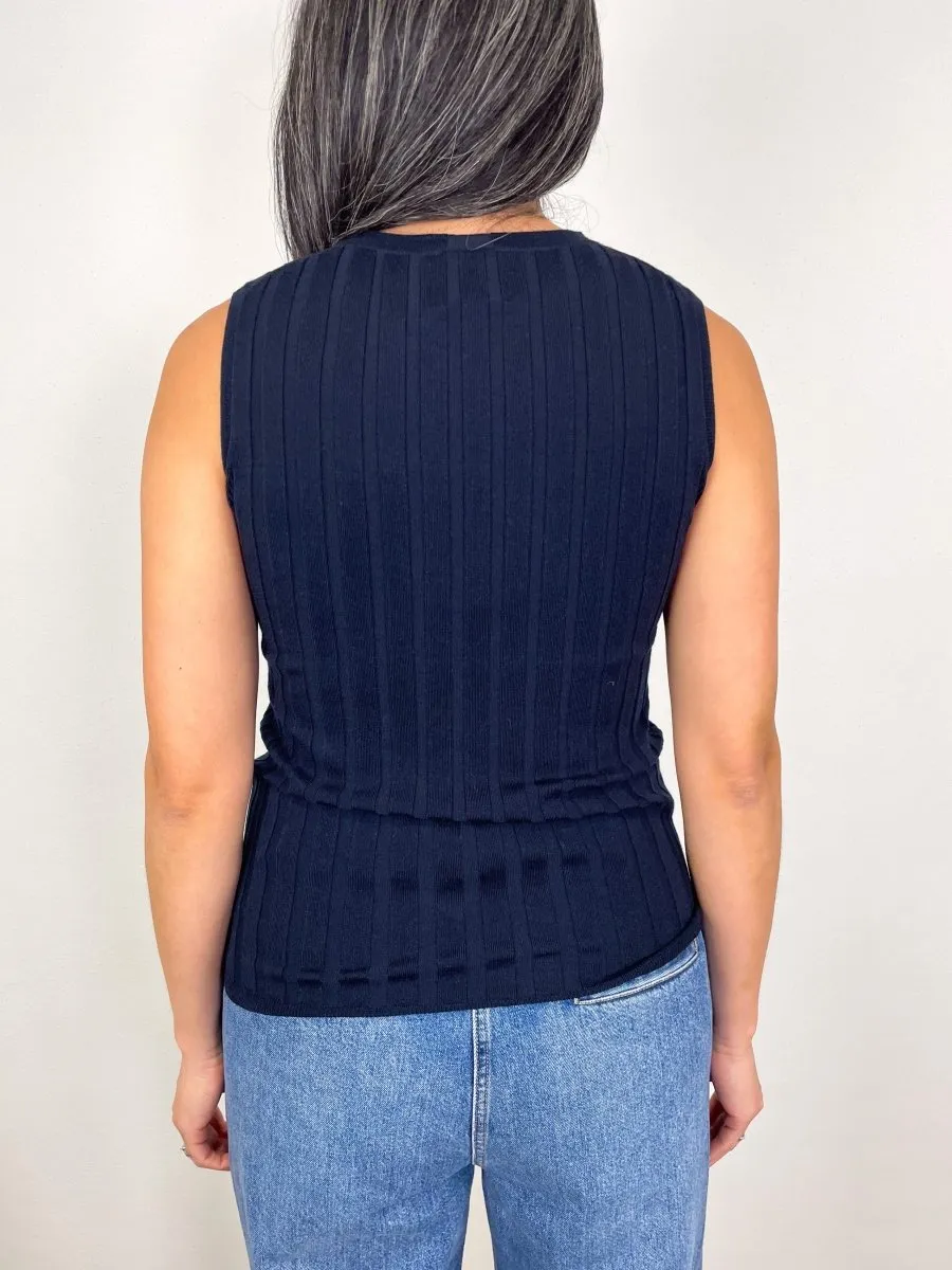 Rd Top Ribbed Sleeveless in Midnight