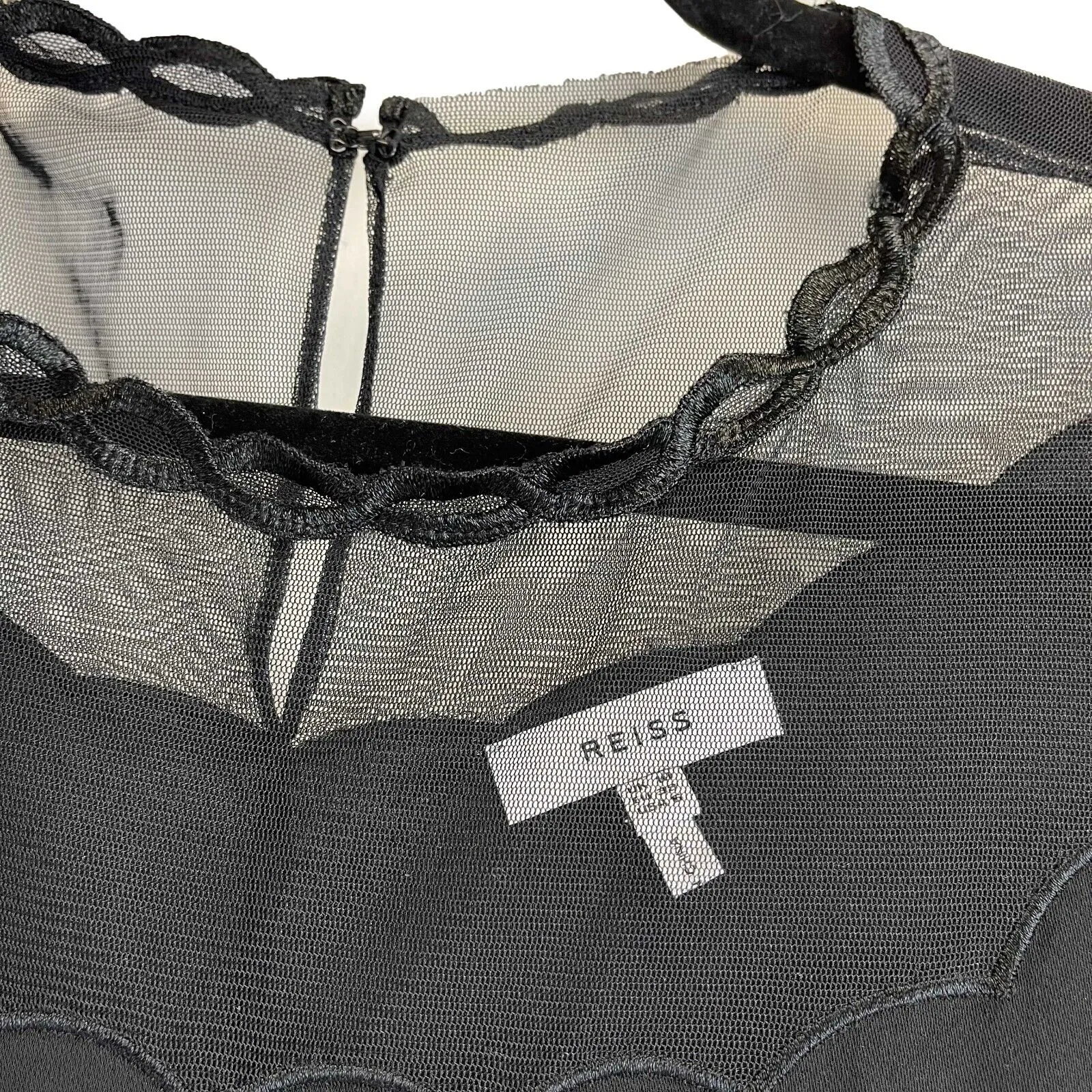 Reiss - Mesh Neckline - Black Top - US 6