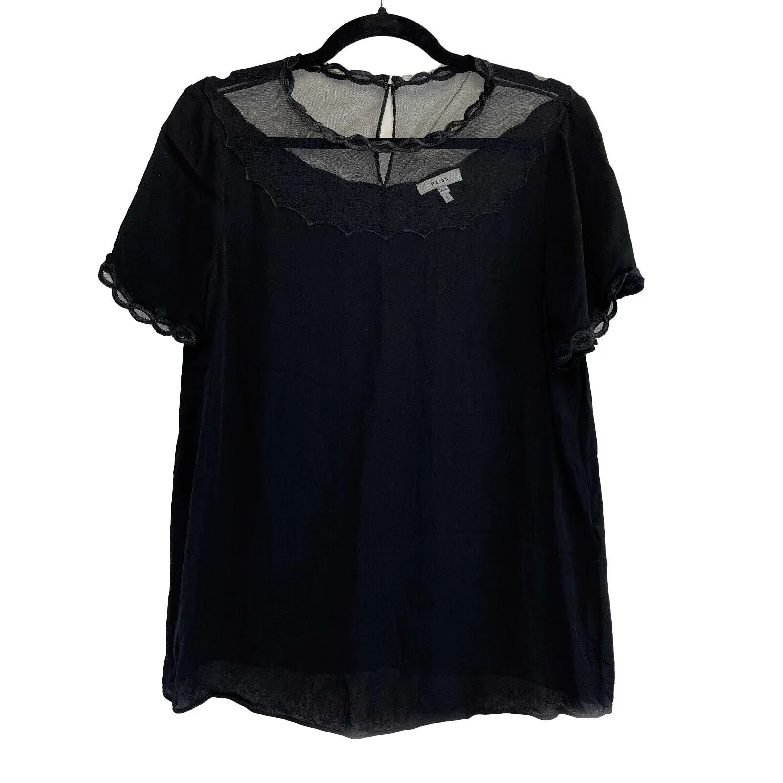 Reiss - Mesh Neckline - Black Top - US 6