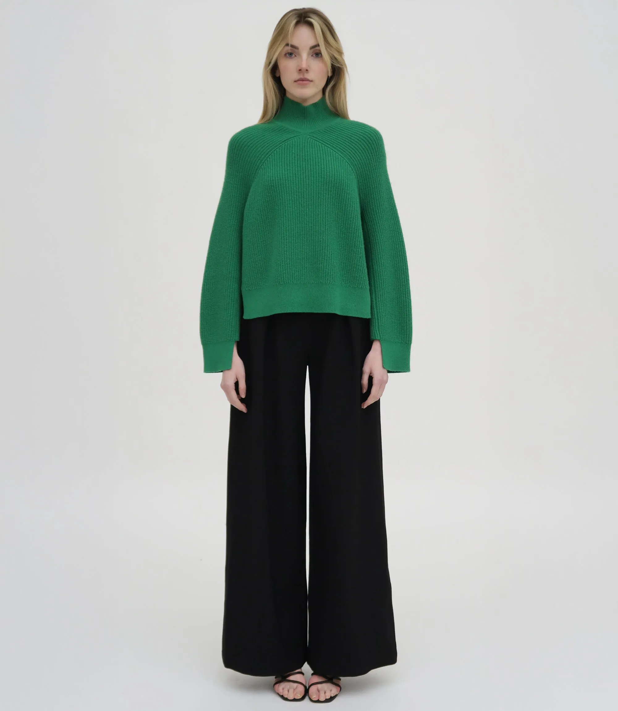 RIBBED PANELED TURTLENECK