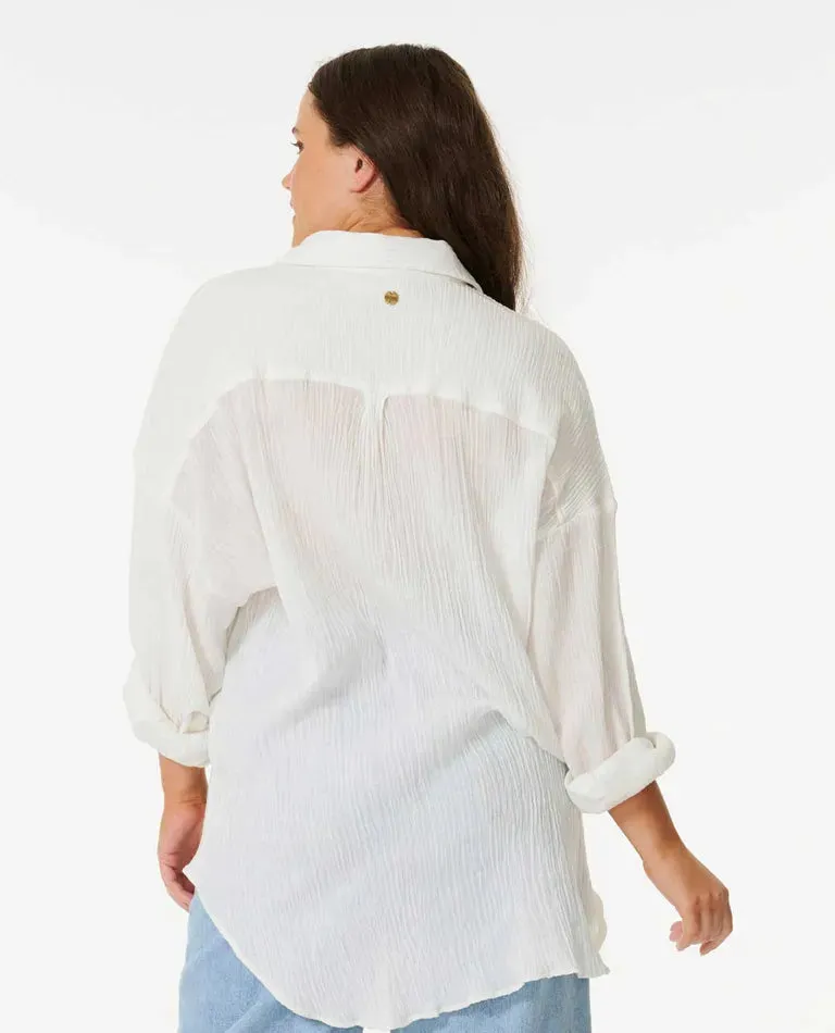 Rip Curl Premium Linen Long Sleeve Button Through Shirt