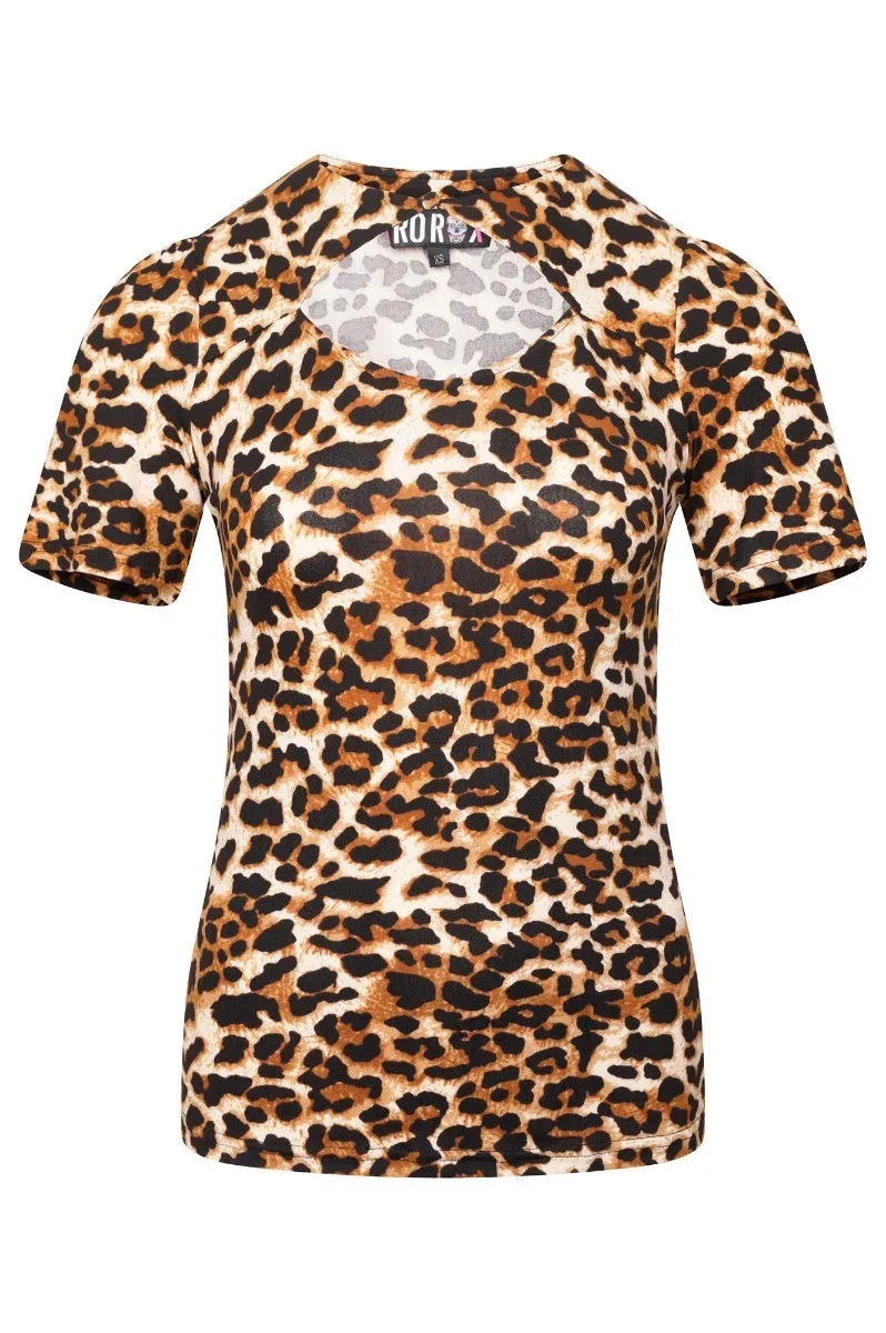 Ro Rox Eva Leopard 1950's Vintage Style Top Blouse