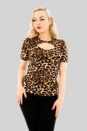 Ro Rox Eva Leopard 1950's Vintage Style Top Blouse