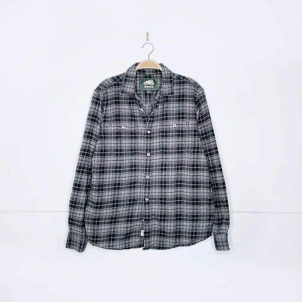 roots grey check flannel shirt
