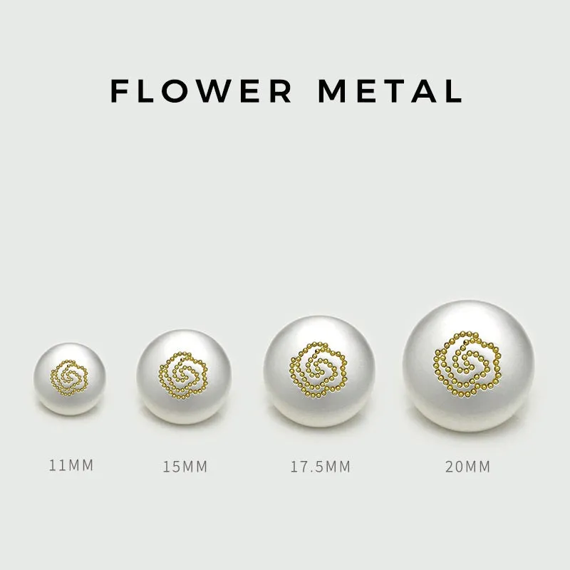 Rose Round Matte Gold Silver Metal Mushroom Buttons 12pcs