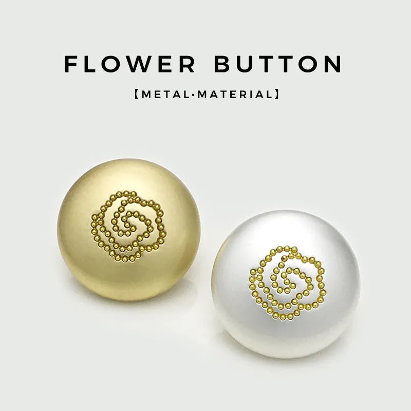 Rose Round Matte Gold Silver Metal Mushroom Buttons 12pcs