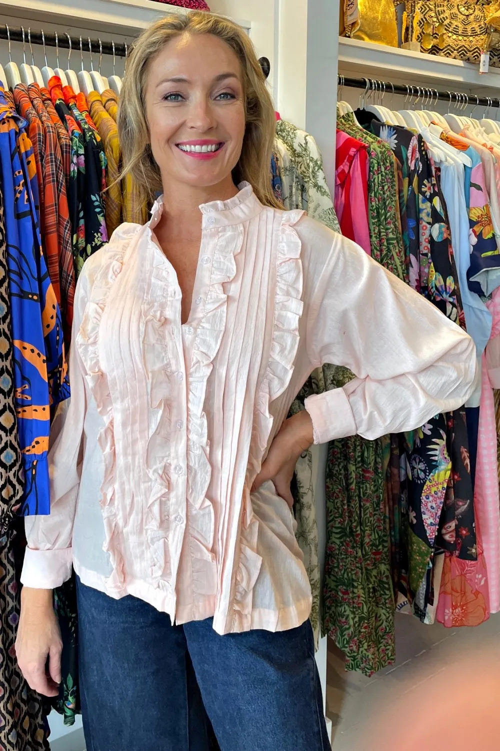 ROSELLE TUXEDO SHIRT SHELL PINK