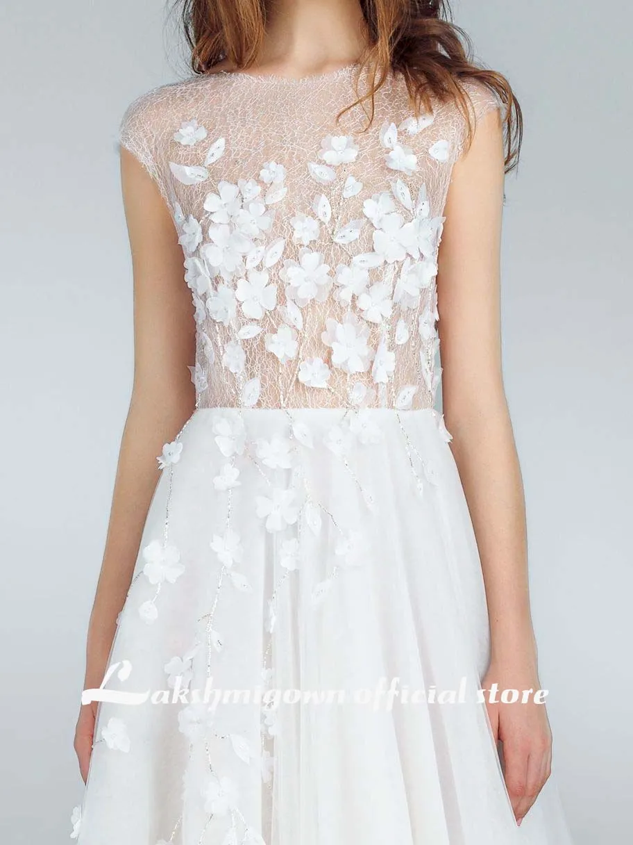 Roycebridal Sexy A Line Wedding Dresses White Lace Appliqued