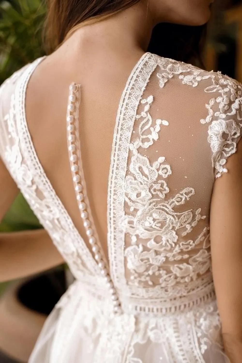 Roycebridal V Neck Wedding Dresses A Line Cap Sleeve