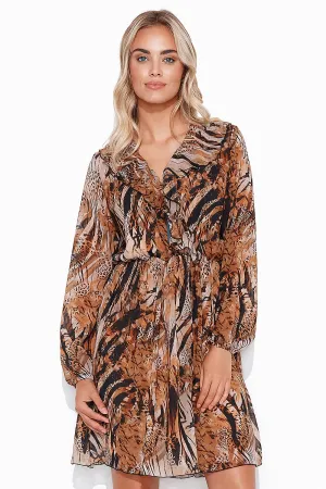 Ruffled Collar A-Line Chiffon Dress