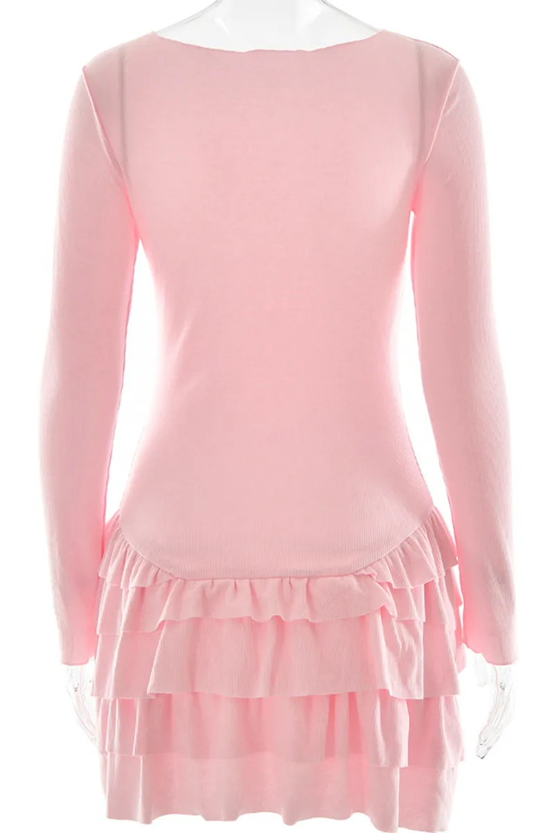 Sexy Ruffle O Neck A Line Dresses