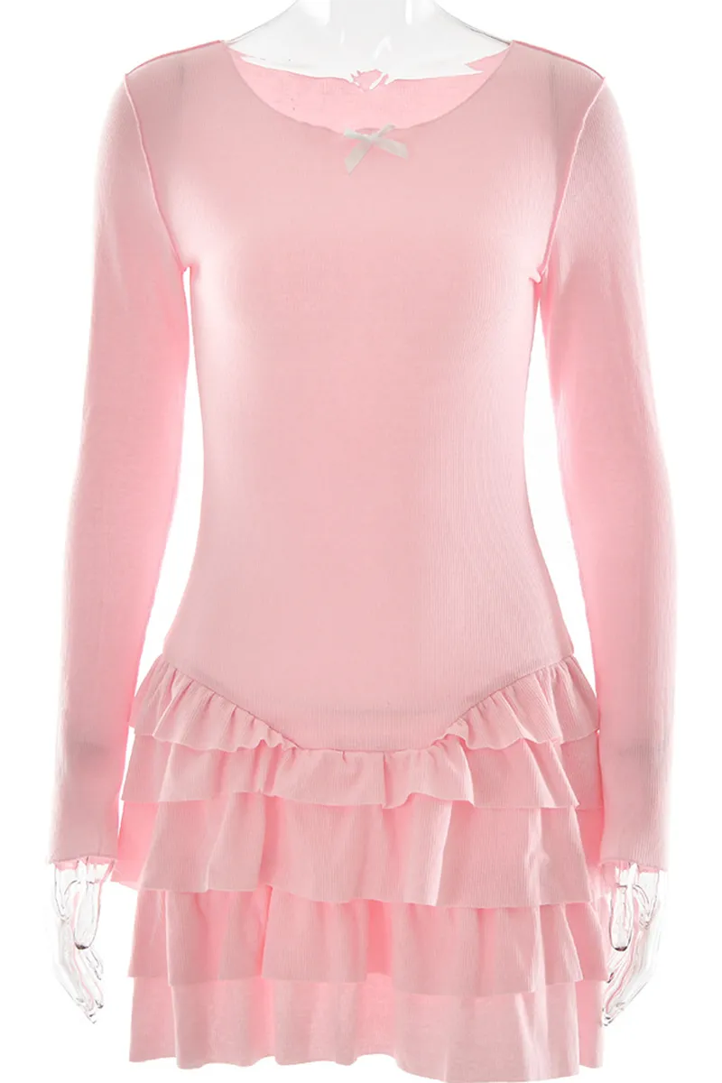 Sexy Ruffle O Neck A Line Dresses