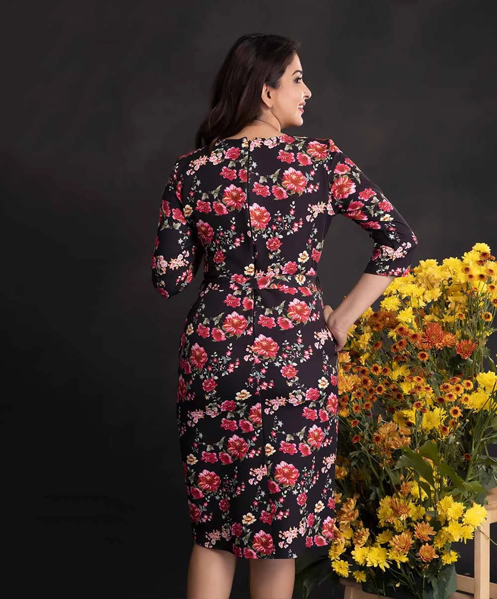 Shift Floral Dress With A Belt