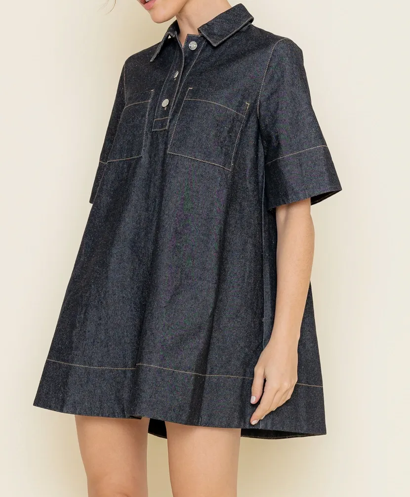 Short Sleeve A Line Mini Dress