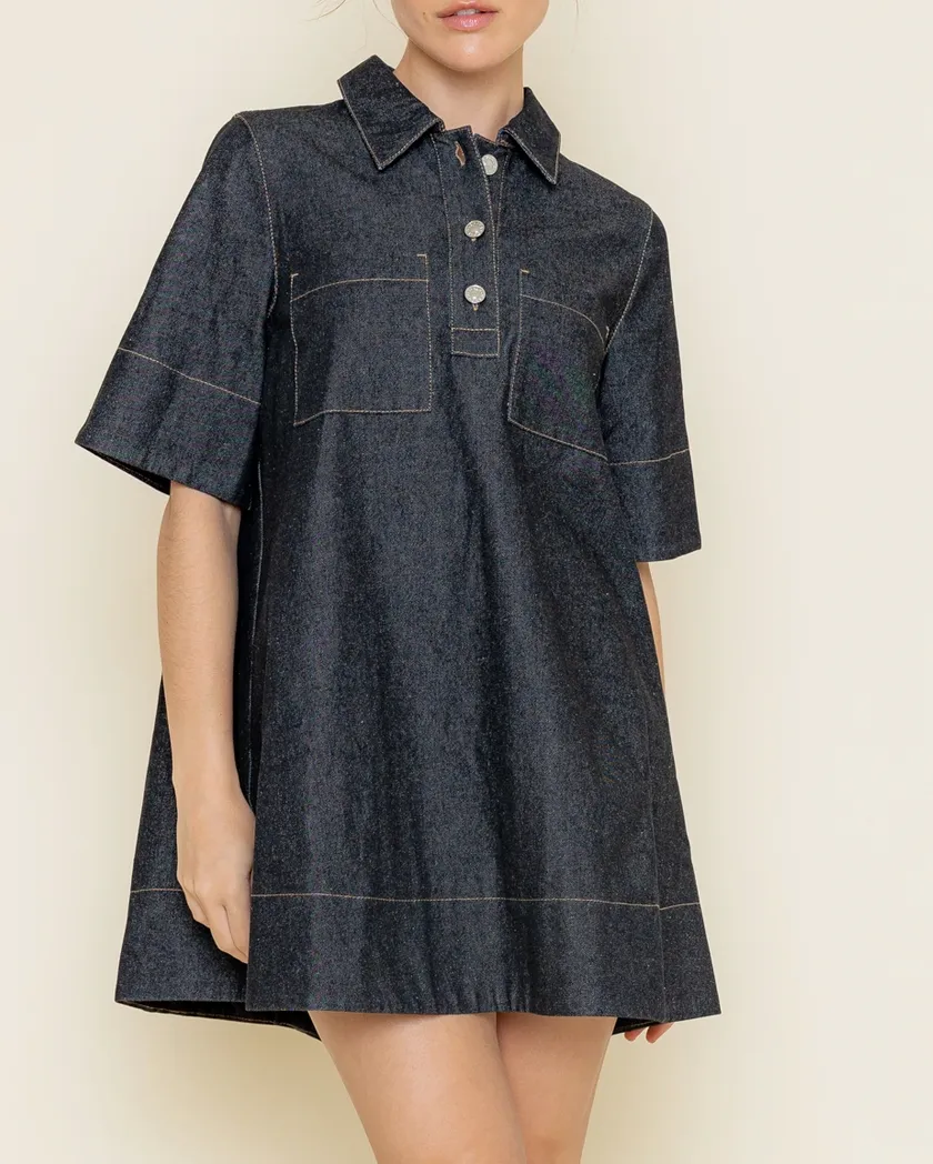 Short Sleeve A Line Mini Dress