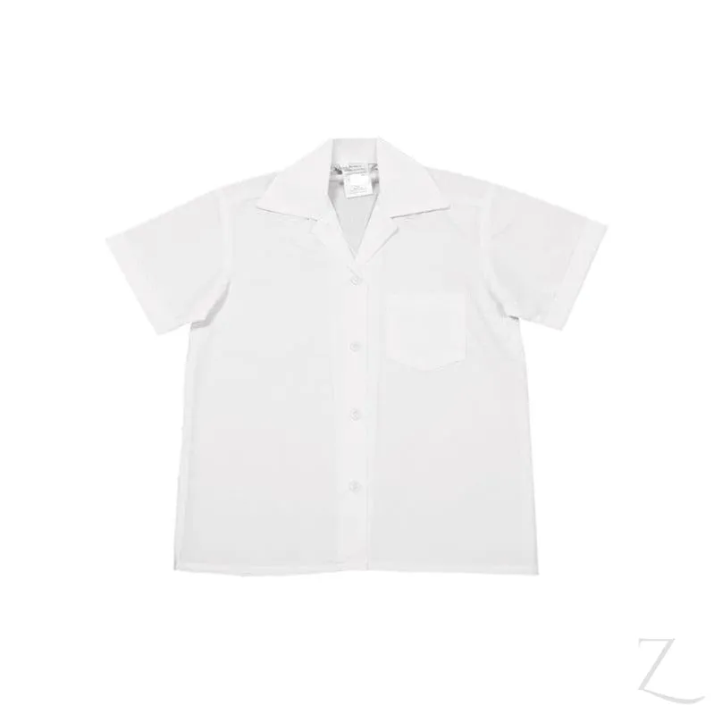 Shortsleeve Gladneck Blouse - White (top button)