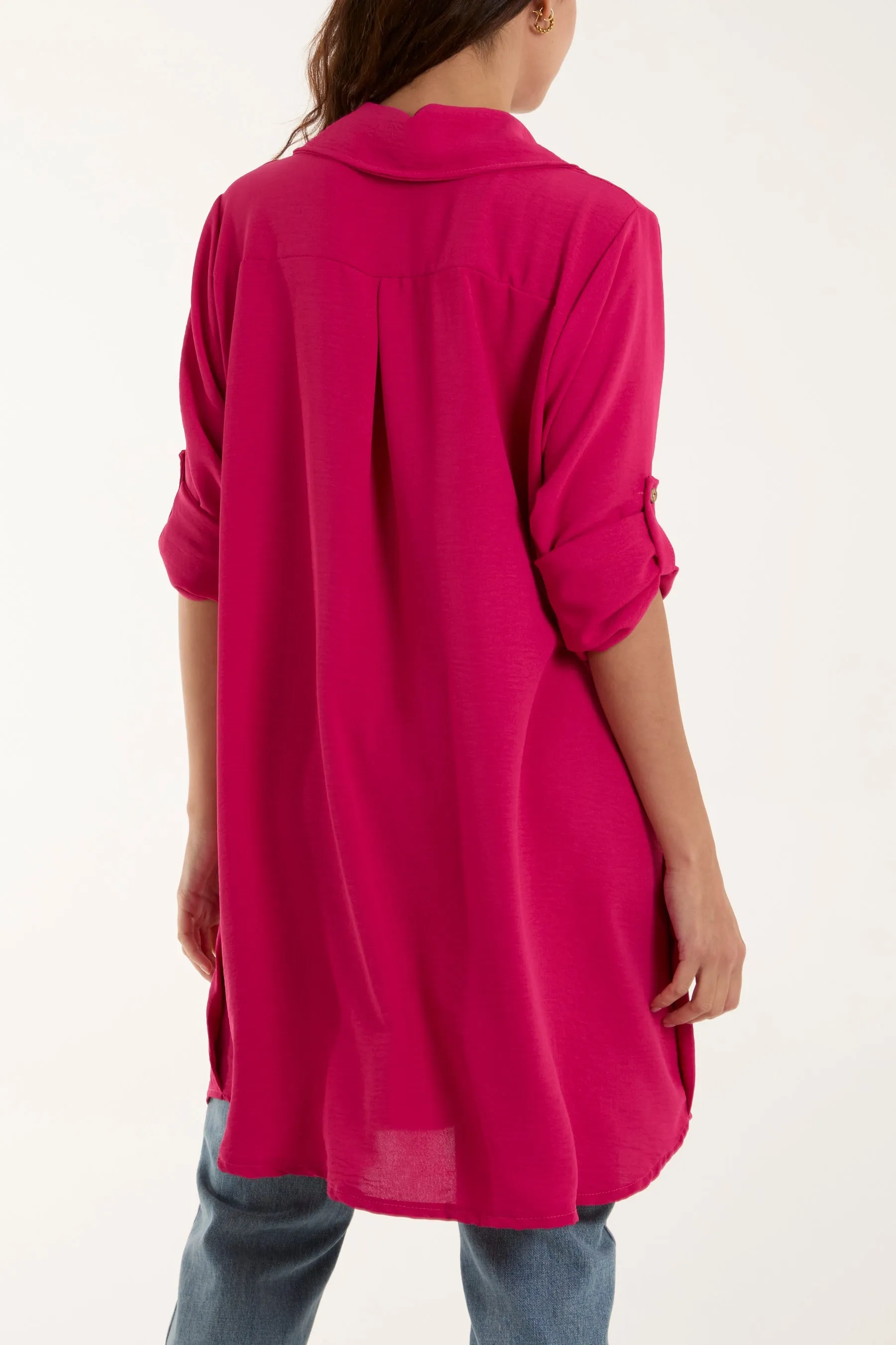 Side Button Detail Floaty Shirt