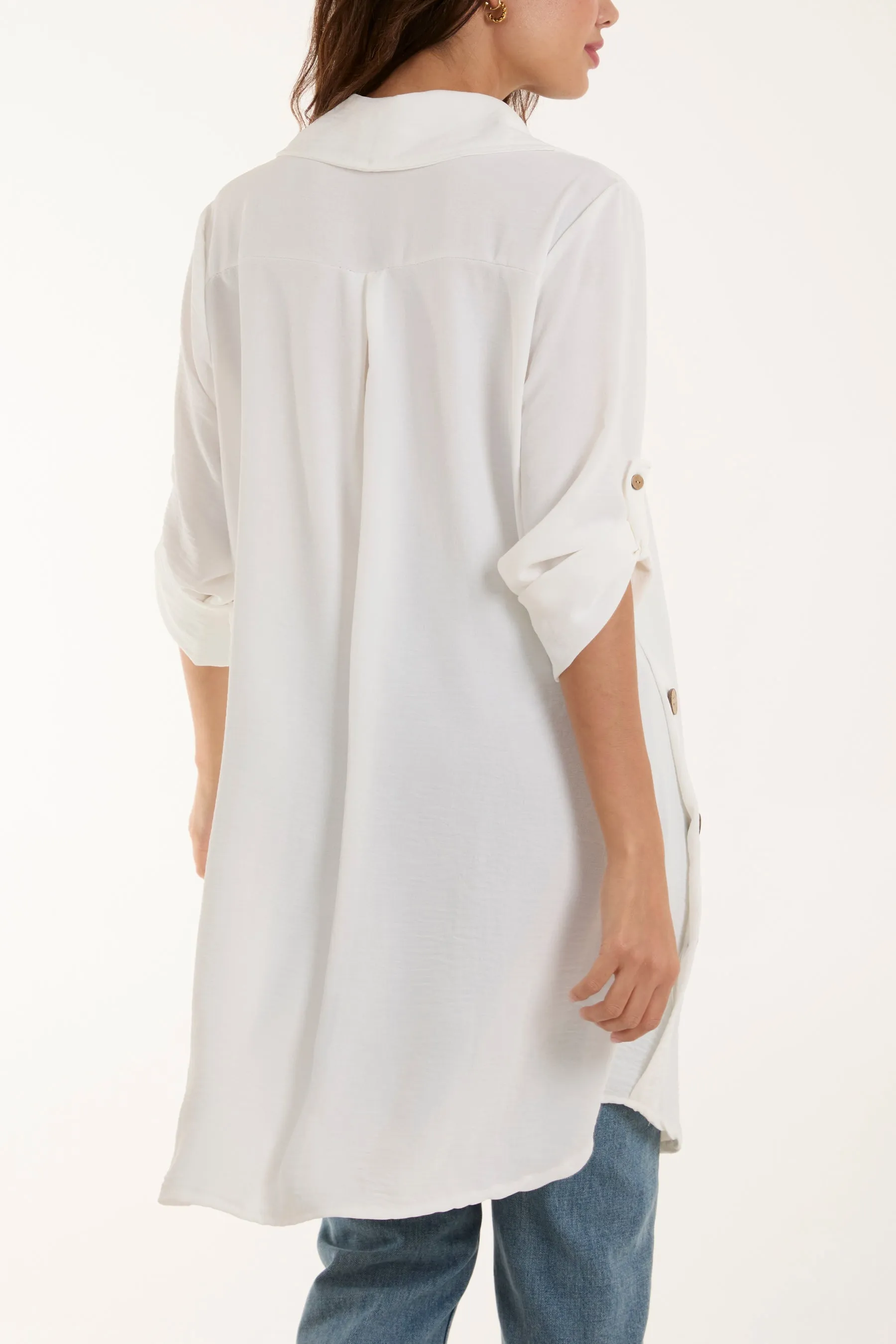 Side Button Detail Floaty Shirt
