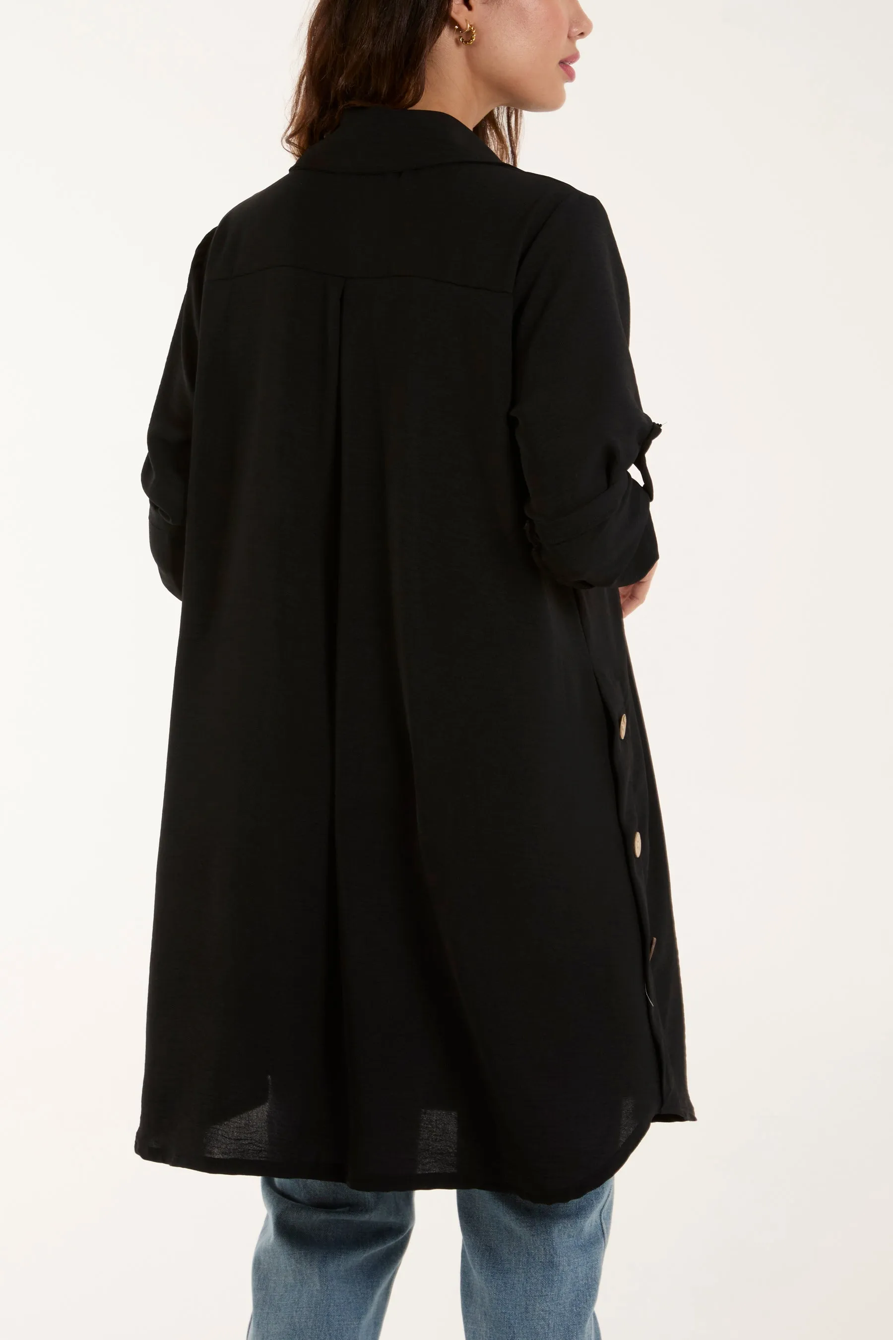 Side Button Detail Floaty Shirt