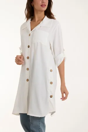 Side Button Detail Floaty Shirt