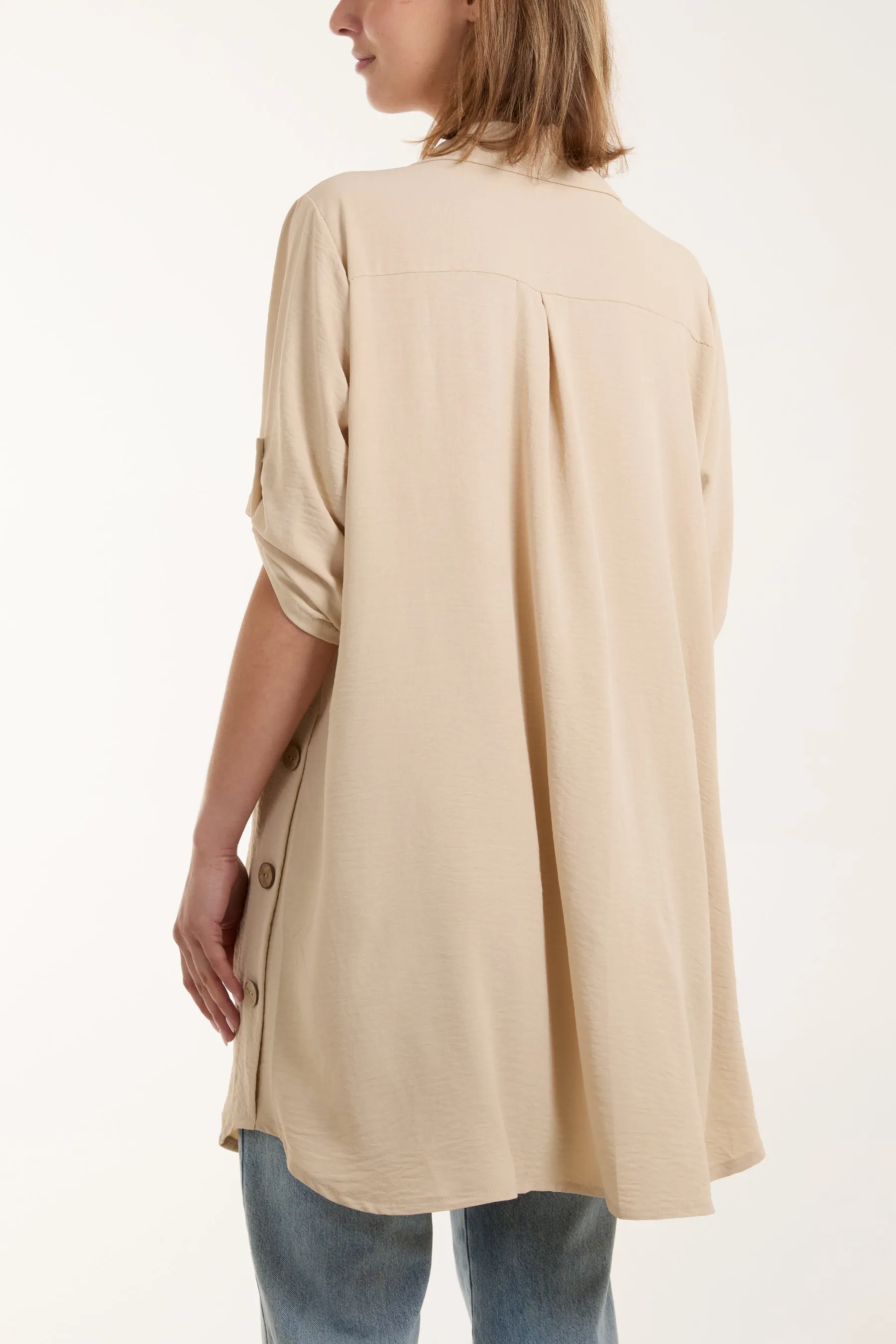 Side Button Detail Floaty Shirt