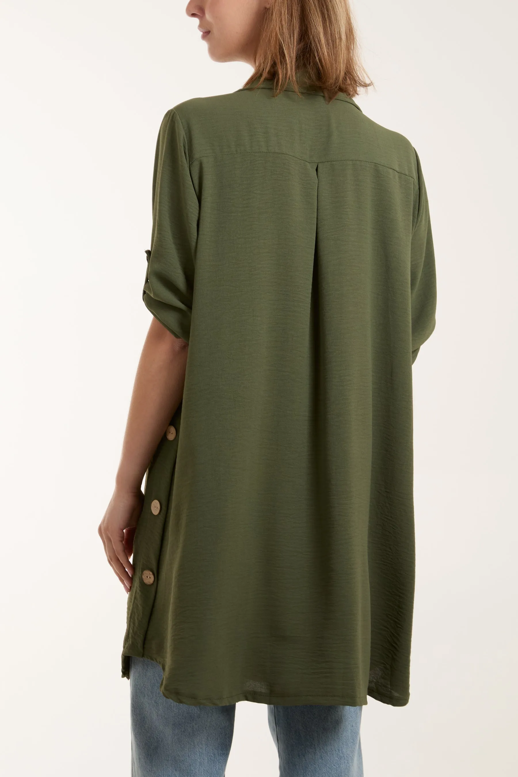 Side Button Detail Floaty Shirt