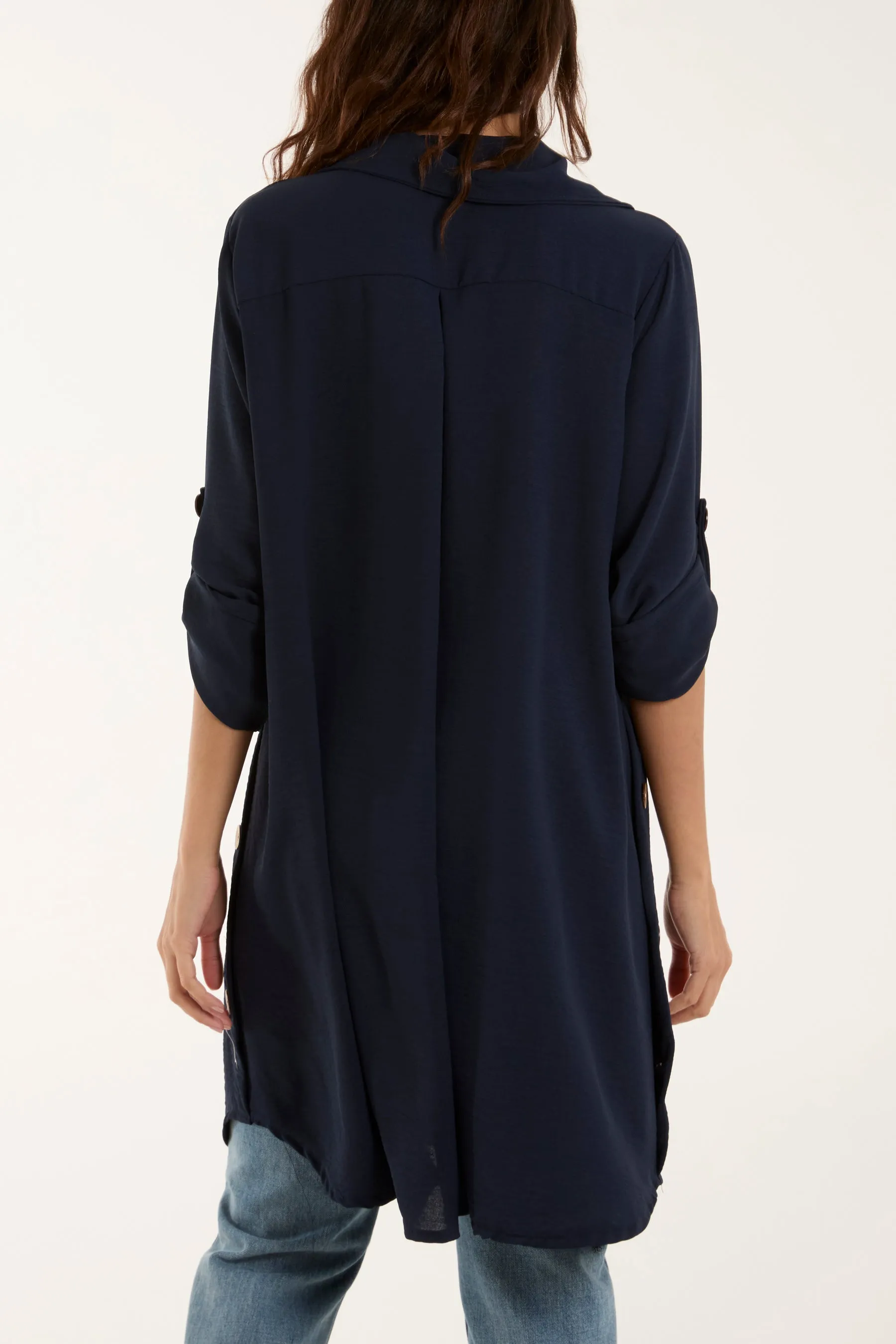 Side Button Detail Floaty Shirt