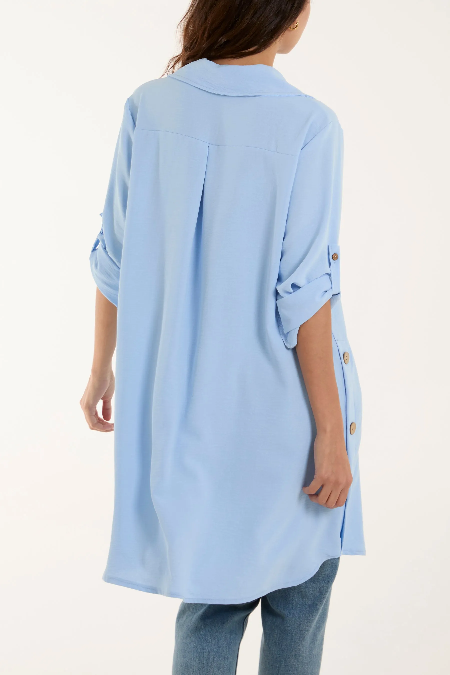 Side Button Detail Floaty Shirt