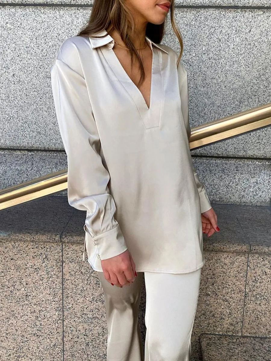 Silk Blouses Loose Two-Piece Suit