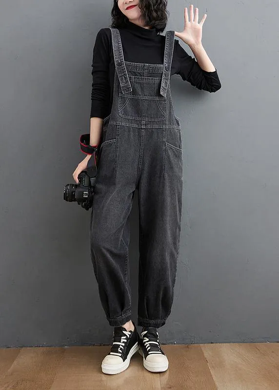 Simple Black Denim Lounge Pants Unique Spring Jumpsuits
